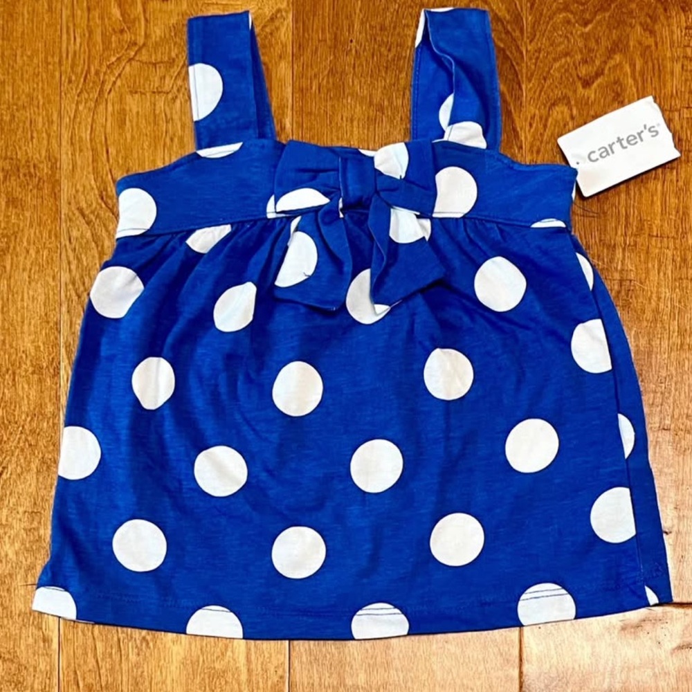 NEW WITH TAGS!! Baby Girls Carters Tank Top - 9 Months - Blue + White - Summer